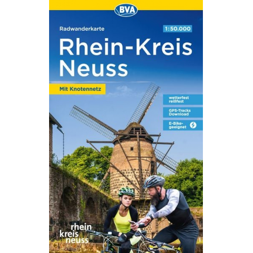 Radwanderkarte BVA Rhein-Kreis Neuss 1:50.000, reiß- und wetterfest, GPS-Tracks Download, mit Knotennetz