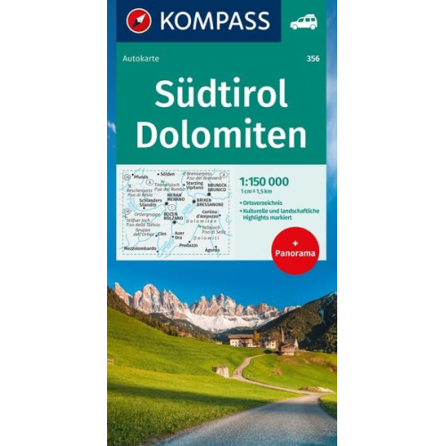 KOMPASS Autokarte Südtirol, Dolomiten 1:150.000
