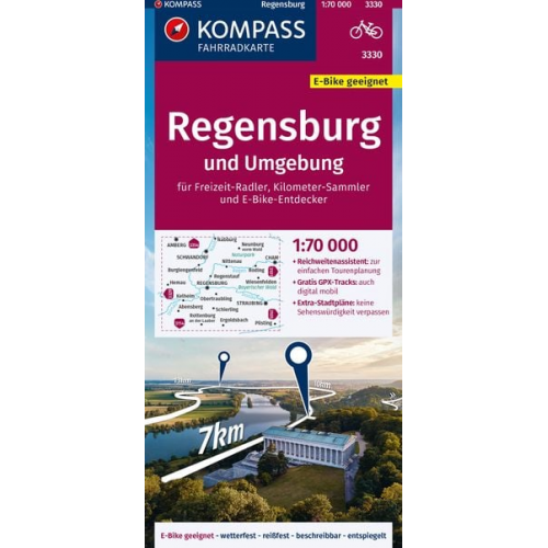 KOMPASS Fahrradkarte 3330 Regensburg und Umgebung 1:70.000