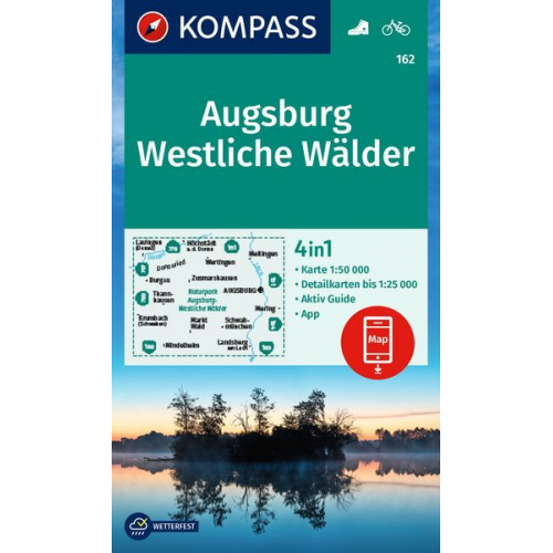 KOMPASS Wanderkarte 162 Augsburg, Westliche Wälder 1:50.000