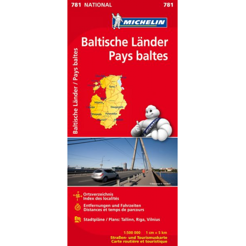 Carte nationale 781 - Michelin Baltische Länder (Estland, Lettland und Litauen) 1 : 500 000