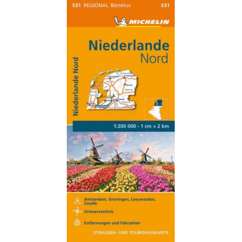 Michelin Niederlande Nord. Straßen- und Tourismuskarte 1:200.000