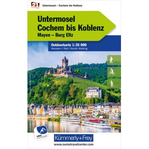 Kümmerly+Frey Outdoorkarte Deutschland 21 Untermosel, Cochem bis Koblenz 1:35.000