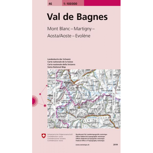 Swisstopo 1 : 100 000 Val de Bagnes