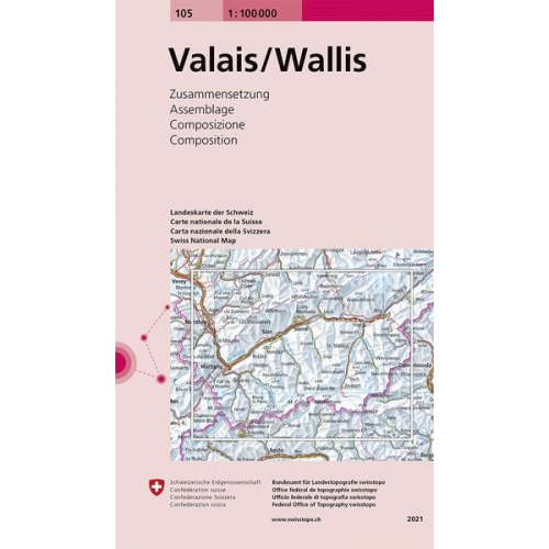 Bundesamt für Landestopografie swisstopo - Swisstopo 1 : 100 000 Valais / Wallis