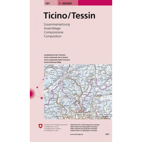 Bundesamt für Landestopografie swisstopo - Swisstopo 1 : 100 000 Ticino Tessin