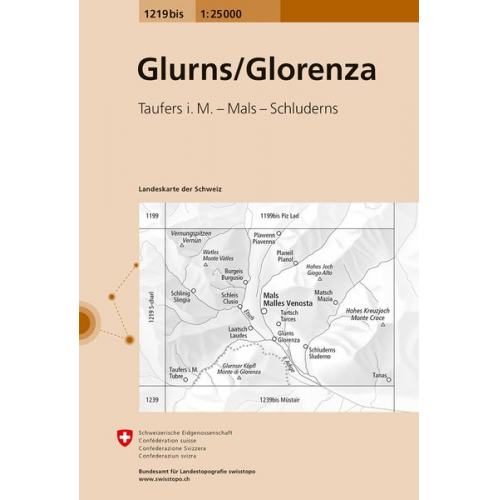 Swisstopo 1 : 25 000 Glorenza / Glurns