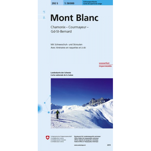 Swisstopo 1 : 50 000 Mont Blanc Carte de sports de neige