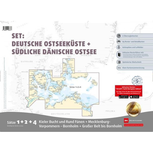 Sportbootkarten Satz 1, 2 und 4 Set: Deutsche Ostseeküste und Südliche Dänische Ostsee (Ausgabe 2024)