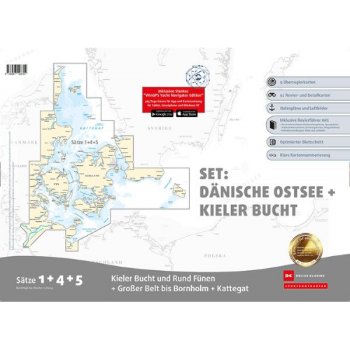 Sportbootkarten Satz 1, 4 und 5 Set: Dänische Ostsee und Kieler Bucht (Ausgabe 2024)