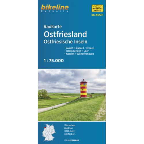 Radkarte Ostfriesland Ostfriesische Inseln 1:75.000