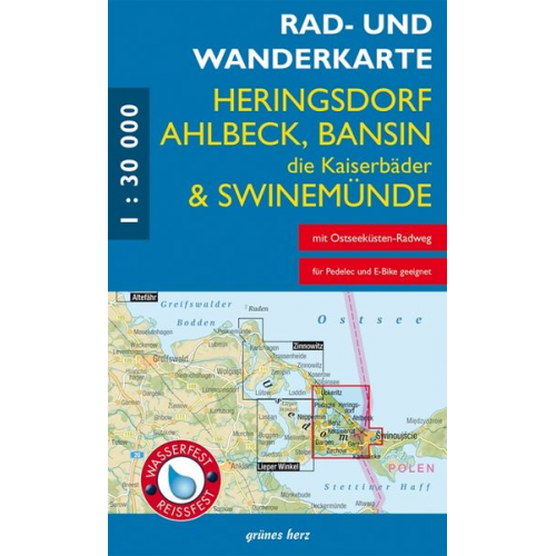 Rad- und Wanderkarte Heringsdorf, Ahlbeck, Bansin - Die Kaiserbäder und Swinemünde