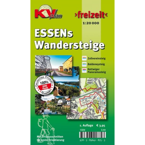 Sascha René Tacken - ESSENs Wandersteige, KVplan, Wanderkarte/Zollvereinsteig/Baldeneysteig/Kettwiger Panoramasteig, 1:20.000