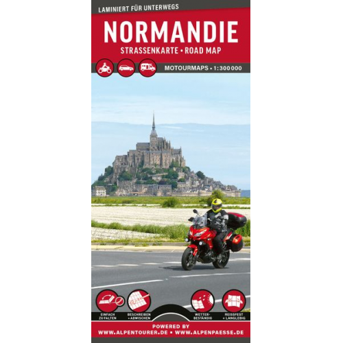 MoTourMaps Normandie Auto- und Motorradkarte 1:300.000