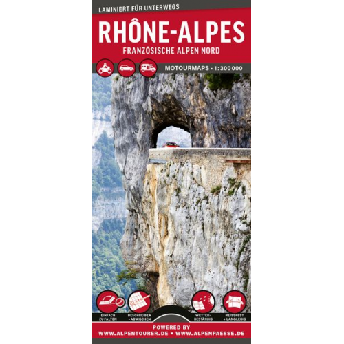 MoTourMaps Rhône-Alpes (Französische Alpen Nord) Auto- und Motorradkarte 1:300.000