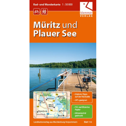 Rad- und Wanderkarte Müritz und Plauer See