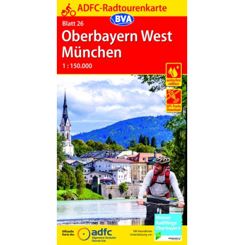 ADFC-Radtourenkarte 26 Oberbayern West München 1:150.000, reiß- und wetterfest, E-Bike geeignet, GPS-Tracks Download