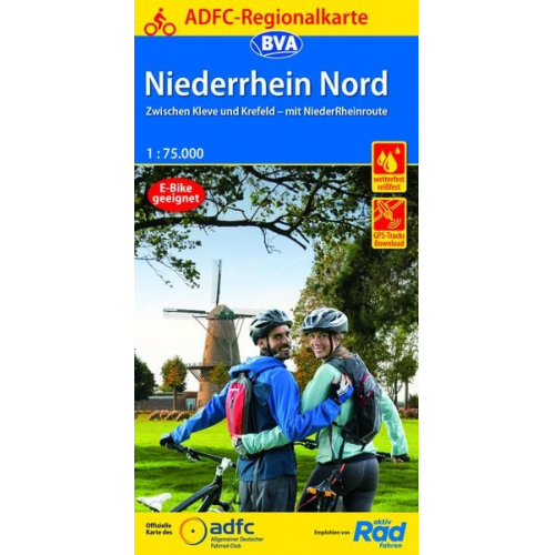 ADFC-Regionalkarte Niederrhein Nord mit Tagestouren