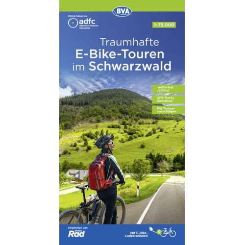 ADFC-Regionalkarte Traumhafte E-Bike-Touren im Schwarzwald, 1:75.000, mit Tagestourenvorschlägen, reiß- und wetterfest, GPS-Tracks-Download