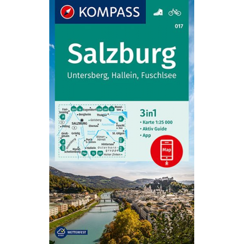 KOMPASS Wanderkarte 017 Salzburg, Untersberg, Hallein, Fuschlsee 1:25.000