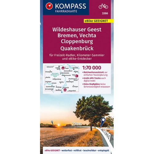 KOMPASS Fahrradkarte 3366 Wildeshauser Geest - Vechta - Cloppenburg 1:70.000