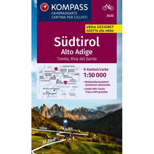 KOMPASS Fahrradkarte 3420 Südtirol / Alto Adige, Trento, Riv