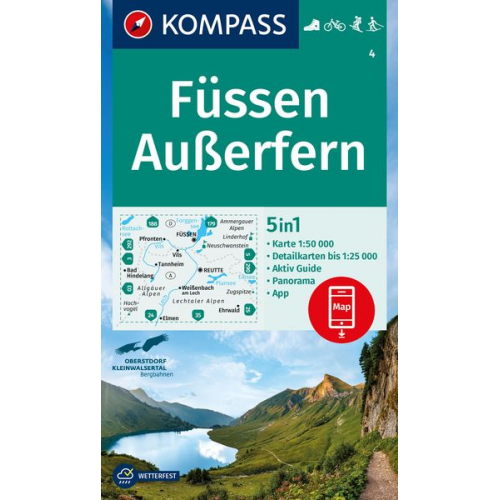 KOMPASS Wanderkarte 4 Füssen, Außerfern 1:50.000