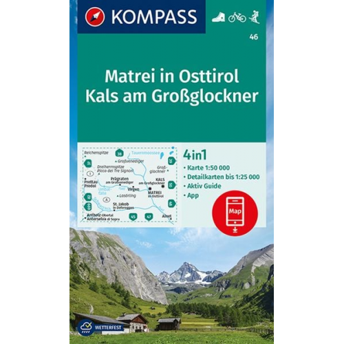 KOMPASS Wanderkarte 46 Matrei in Osttirol, Kals am Großglockner 1:50.000