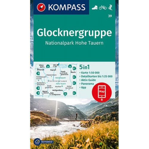 KOMPASS Wanderkarte 39 Glocknergruppe, Nationalpark Hohe Tauern 1:50.000