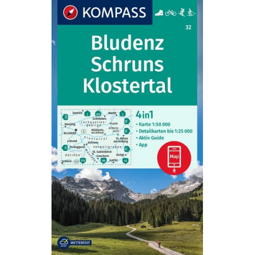 KOMPASS Wanderkarte 32 Bludenz-Schruns 1:50.000