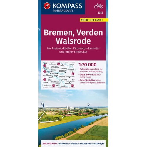 KOMPASS Fahrradkarte 3315 Bremen, Verden, Walsrode 1:70.000