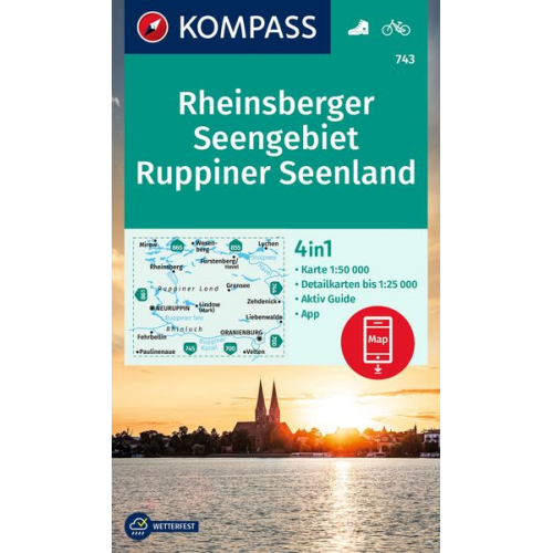 KOMPASS Wanderkarte 743 Rheinsberger Seengebiet, Ruppiner Seenland 1:50.000