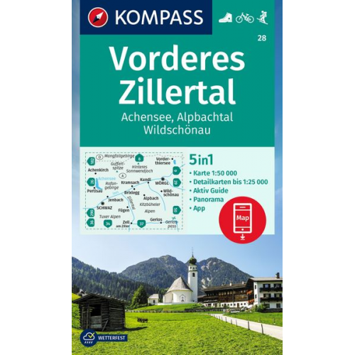 KOMPASS Wanderkarte 28 Vorderes Zillertal 1:50.000