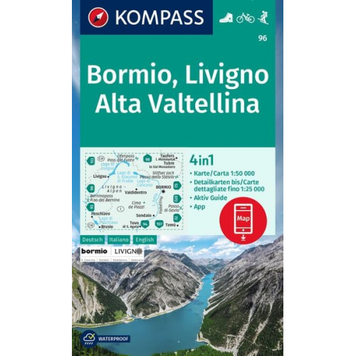 KOMPASS Wanderkarte 96 Bormio, Livigno, Alta Valtellina 1:50.000