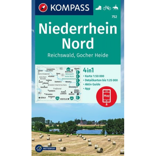 KOMPASS Wanderkarte 752 Niederrhein Nord, Reichswald 1:50.000