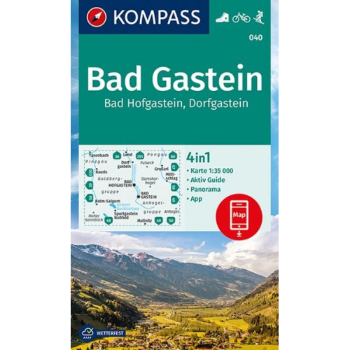 KOMPASS Wanderkarte 040 Bad Gastein, Bad Hofgastein, Dorfgastein 1:35.000