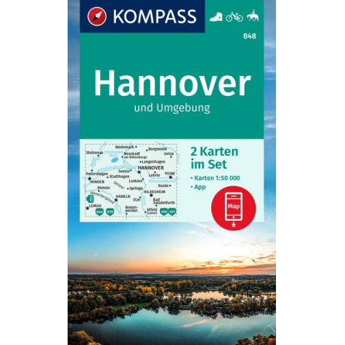 KOMPASS Wanderkarten-Set 848 Hannover und Umgebung (2 Karten) 1:50.000