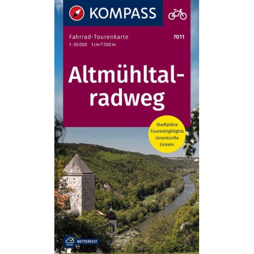 KOMPASS Fahrrad-Tourenkarte Altmühltalradweg 1:50.000