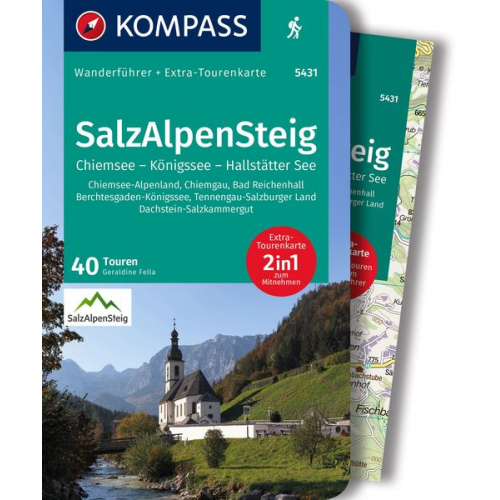 Geraldine Fella - KOMPASS Wanderführer SalzAlpenSteig, Chiemsee, Königssee, Hallstätter See, 40 Touren mit Extra-Tourenkarte