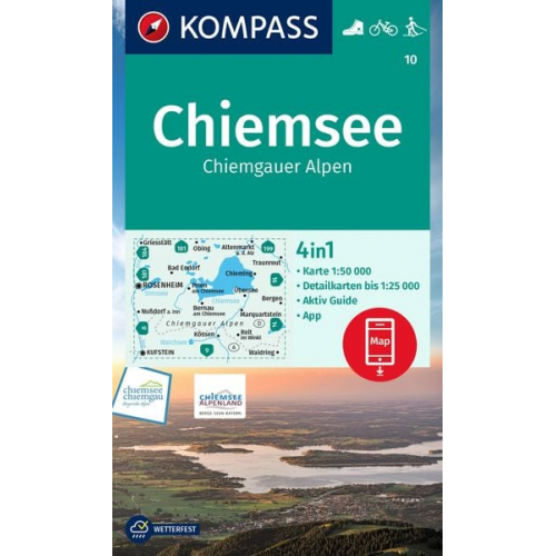 KOMPASS Wanderkarte 10 Chiemsee, Chiemgauer Alpen 1:50.000