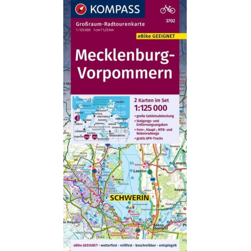 KOMPASS Großraum-Radtourenkarte 3702 Mecklenburg-Vorpommern 1:125.000