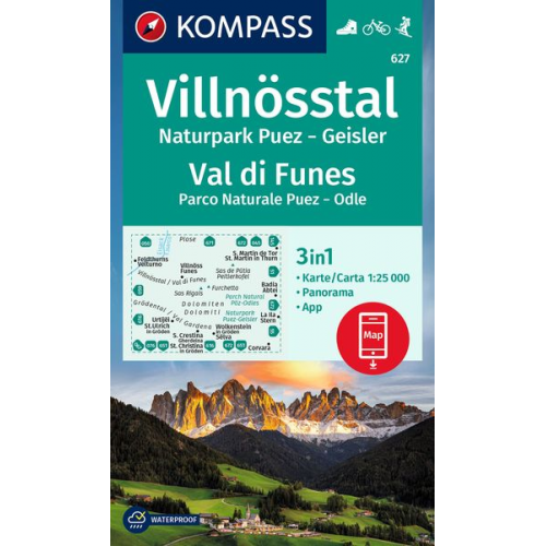 KOMPASS WK627 Villnösst., Val di Funes, 1:25000 LZ 2023-2027