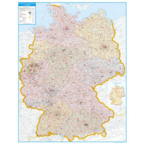 Poster PLZ Deutschland. Postleitzahlenkarte; Maßstab 1:700 000