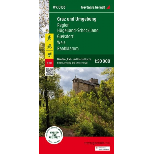 Graz und Umgebung, Wander-, Rad- und Freizeitkarte 1:50.000, freytag & berndt, WK 0133