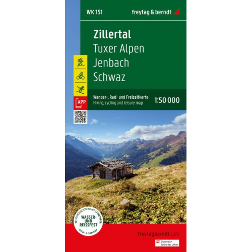 Zillertal, Wander-, Rad- und Freizeitkarte 1:50.000, freytag & berndt, WK 151