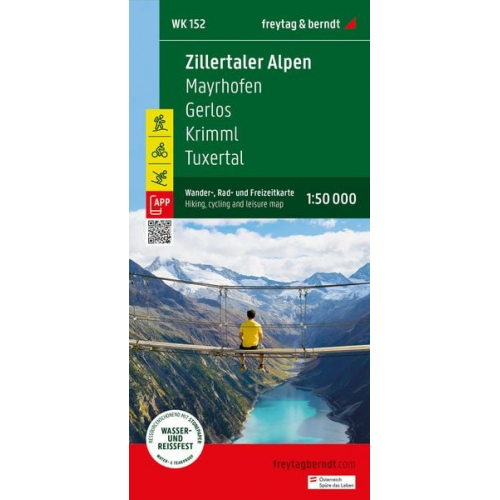 Zillertaler Alpen, Wander-, Rad- und Freizeitkarte 1:50.000, freytag & berndt, WK 152