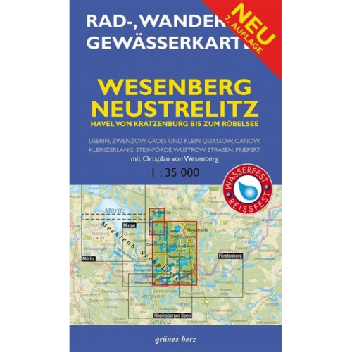 Wesenberg, Neustrelitz Rad-, Wander- und Gewässerkarte