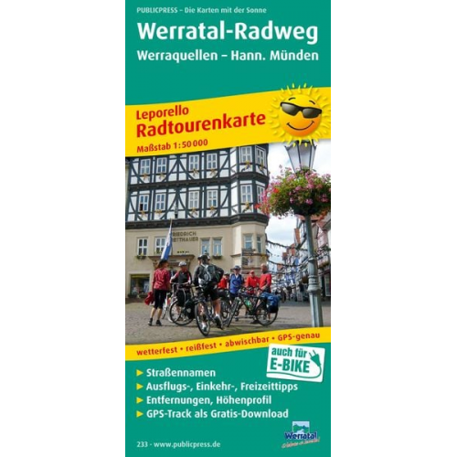 Radwanderkarte Werratal-Radweg, Werraquellen - Hann. Münden 1 : 50 000