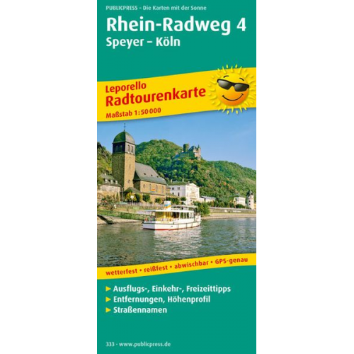 Radtourenkarte Rhein-Radweg 04. Speyer - Köln 1 : 50 000