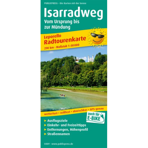 Isarradweg 1 : 50 000. Von der Quelle bis zur Mündung